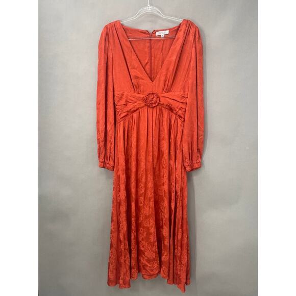 B37 Love Whit Jacquard Midi Dress Womens Medium Long Sleeves - Picture 2 of 7